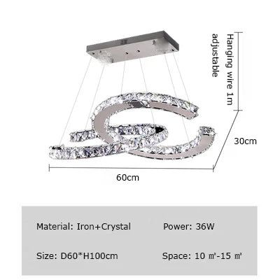 Lustre Crystal Loops: Décor d'éclairage haut de gamme