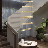 Lustre LED Escaliers à Barres Rotatives en Cristal