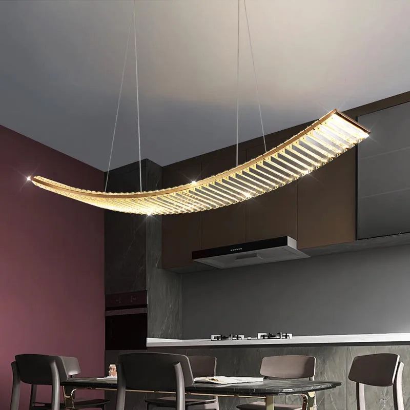 Luminaire suspendu pour îlot de cuisine en pente en cristal 