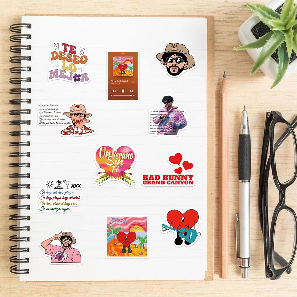 Anpassbares Bad Bunny Sticker Pack – lustige Vinyl-Aufkleber