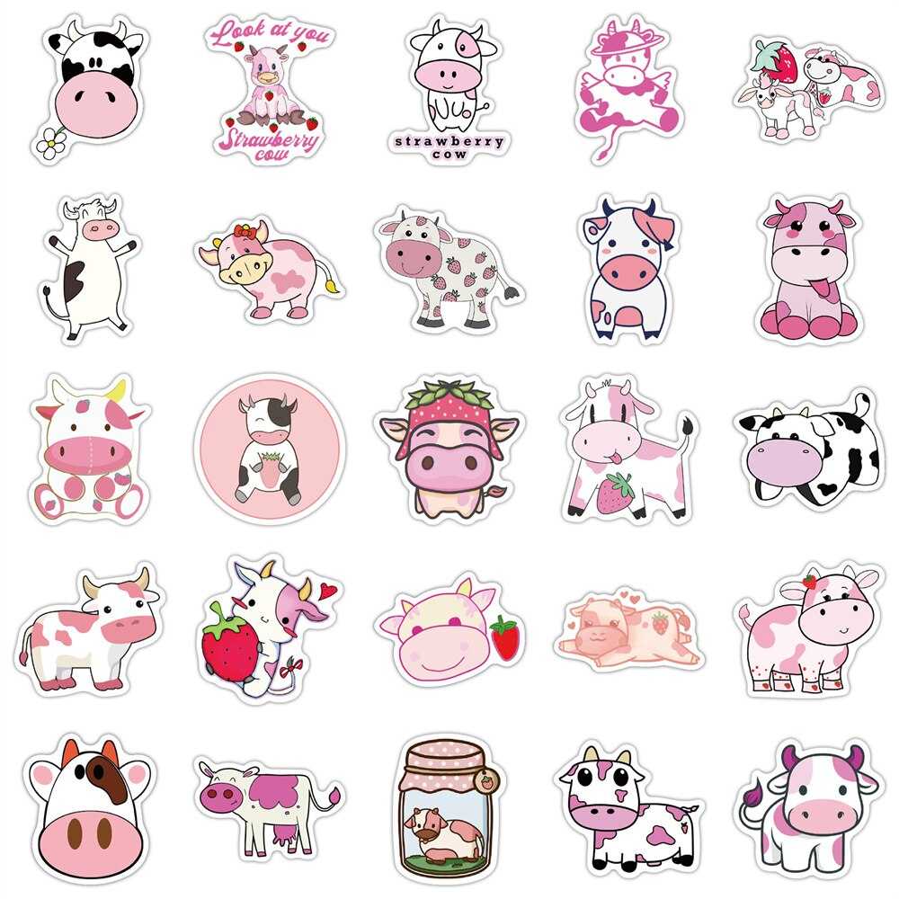 Cut Pink Cow Graffiti Waterproof Sticker