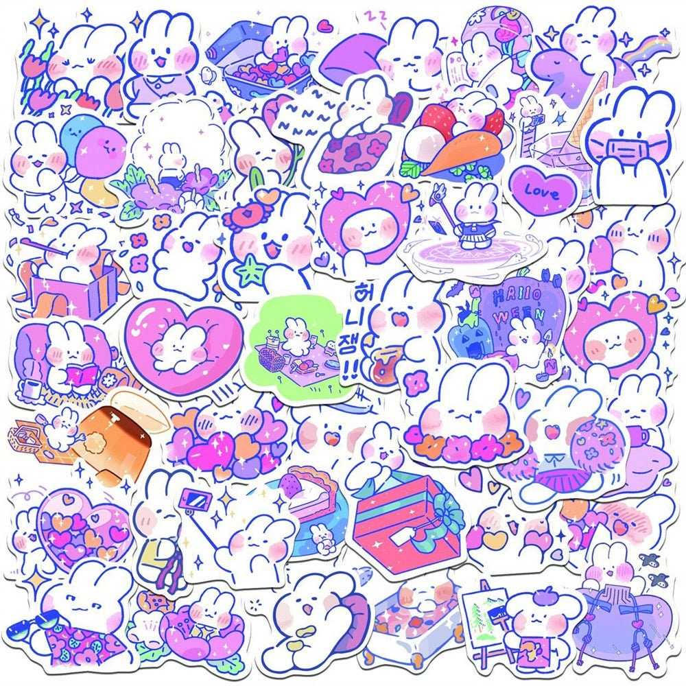 Cartoon Cute Little Rabbit Stickers Pack | Famous Bundle Stickers | Waterproof Bundle Stickers