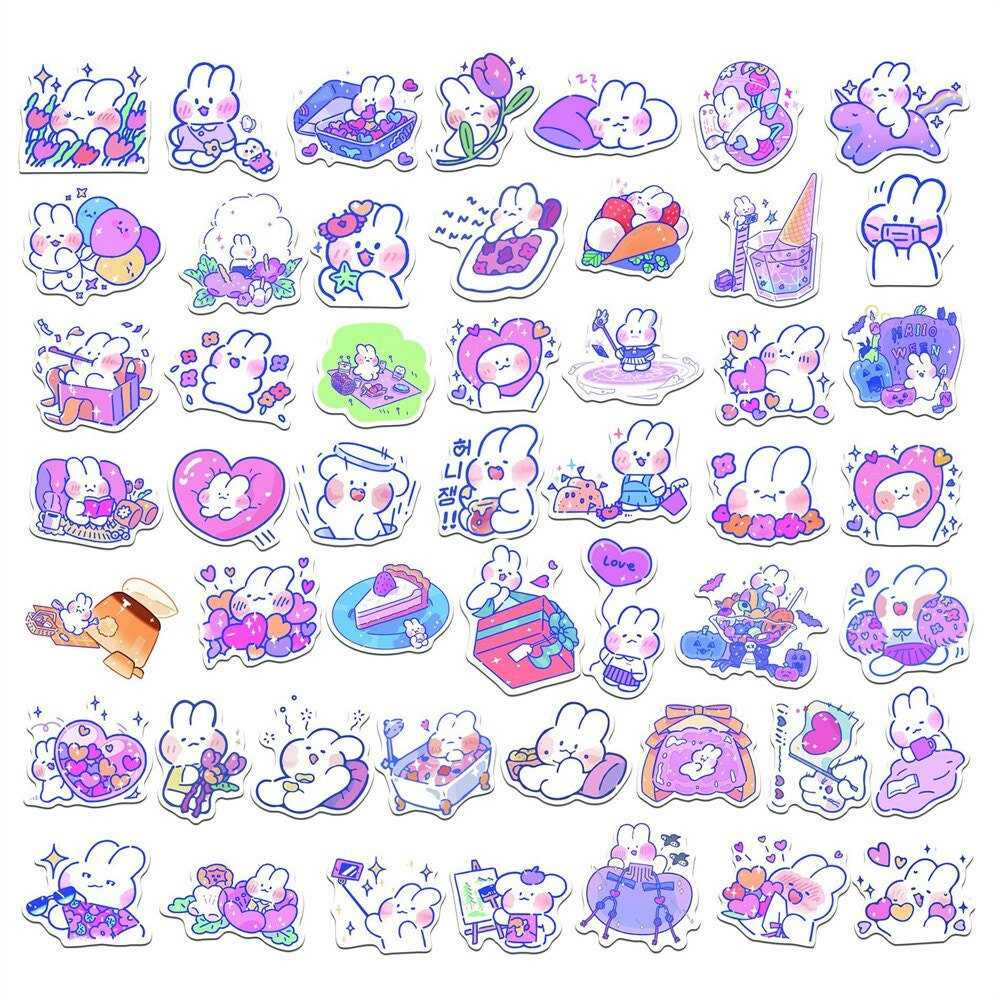 Cartoon Cute Little Rabbit Stickers Pack | Famous Bundle Stickers | Waterproof Bundle Stickers