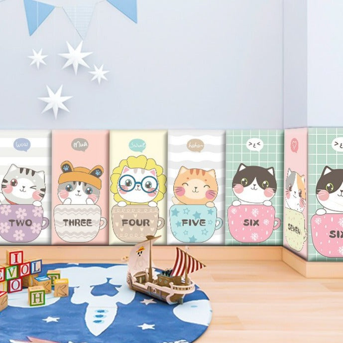 Cute Kitten Friends Kids Wall Padded Safety Cushions