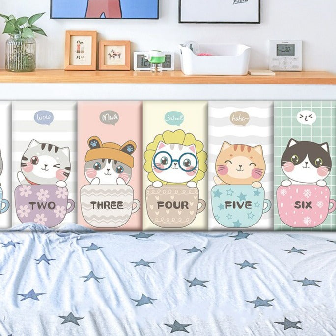 Coussins de sécurité rembourrés muraux pour enfants Cute Kitten Friends