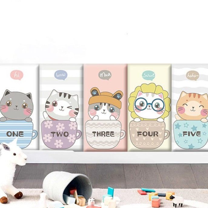 Coussins de sécurité rembourrés muraux pour enfants Cute Kitten Friends