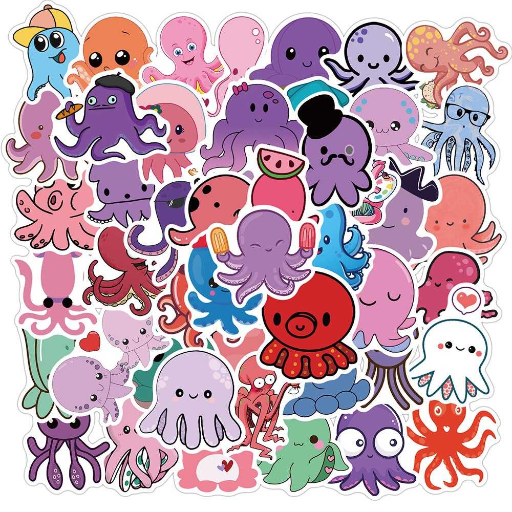 Cute Octopus Stickers Pack | Famous Bundle Stickers | Waterproof Bundle Stickers