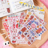 Stickers 4 Sheets/Set Cute Diary DIY Planner Kawaii Cute rabbit Sticky Scrapbooking for Girls Decorative stickers for kids