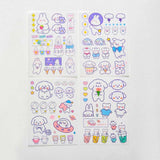 Stickers 4 Sheets/Set Cute Diary DIY Planner Kawaii Cute rabbit Sticky Scrapbooking for Girls Decorative stickers for kids