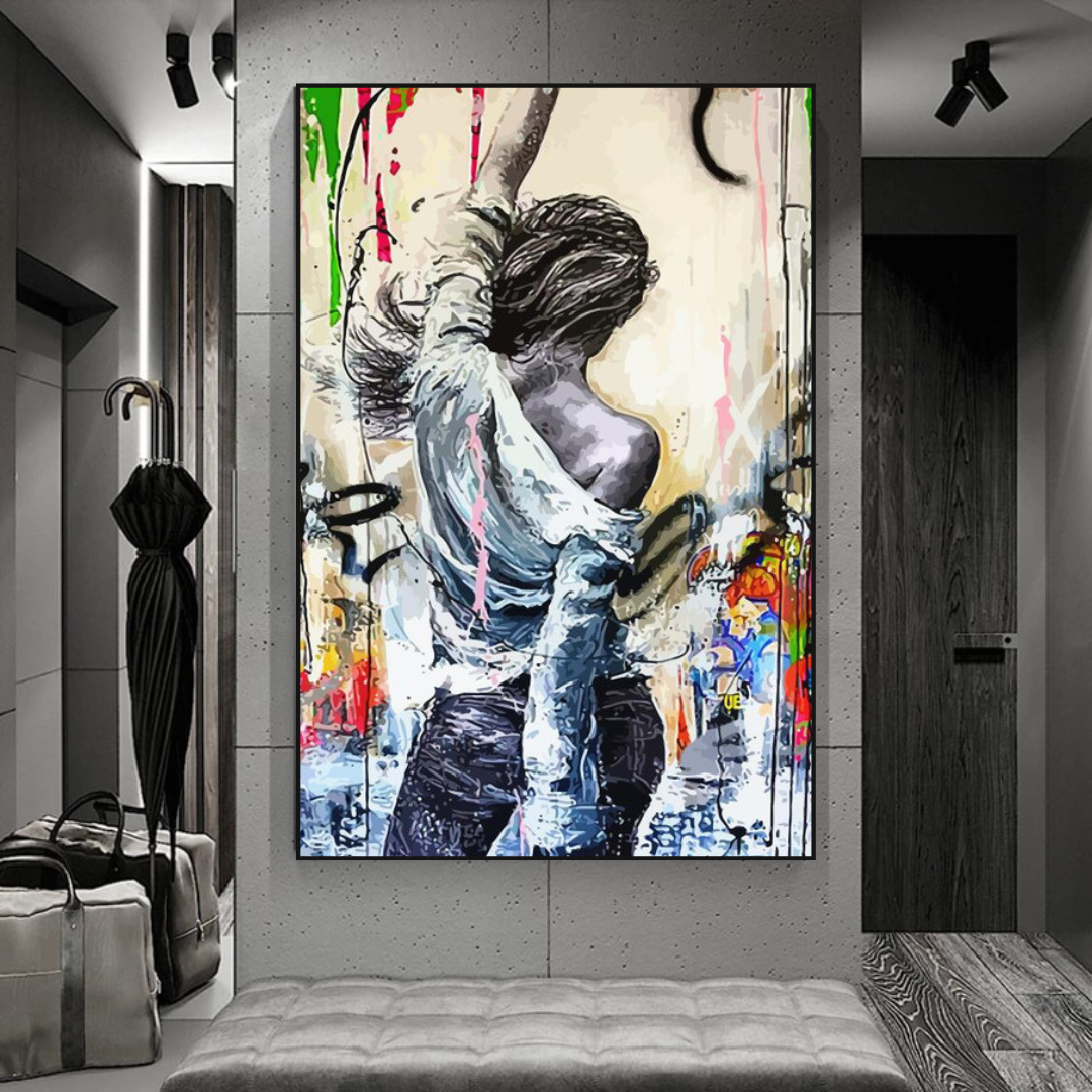 Dancing Girl Street Graffiti Art mural sur toile