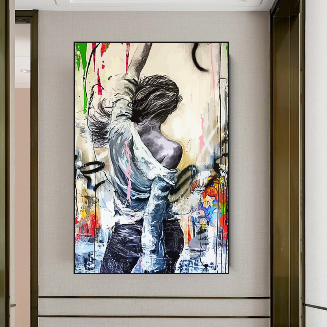 Dancing Girl Street Graffiti Canvas Wall Art