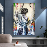 Dancing Girl Street Graffiti Canvas Wall Art