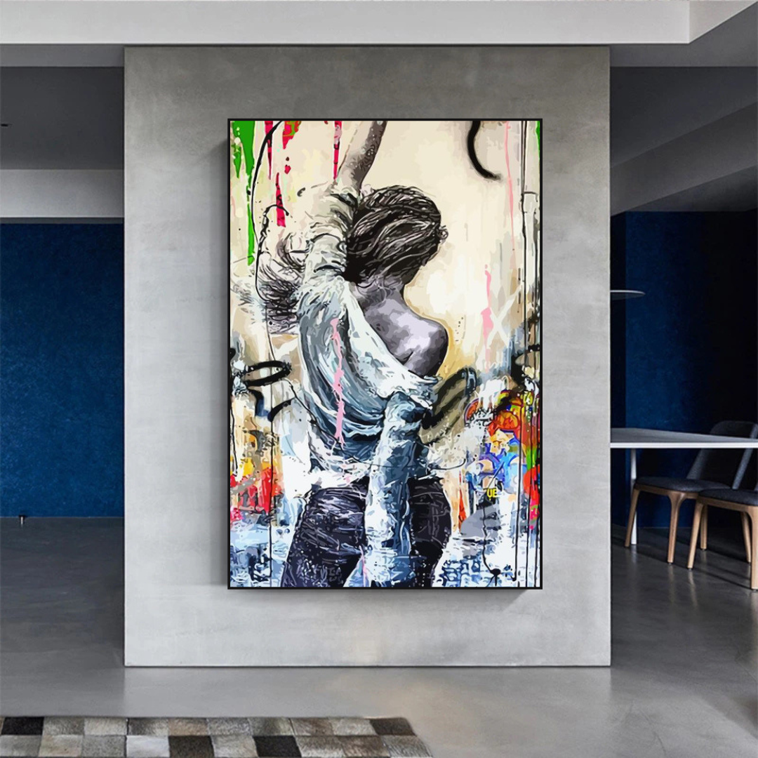 Dancing Girl Street Graffiti Canvas Wall Art