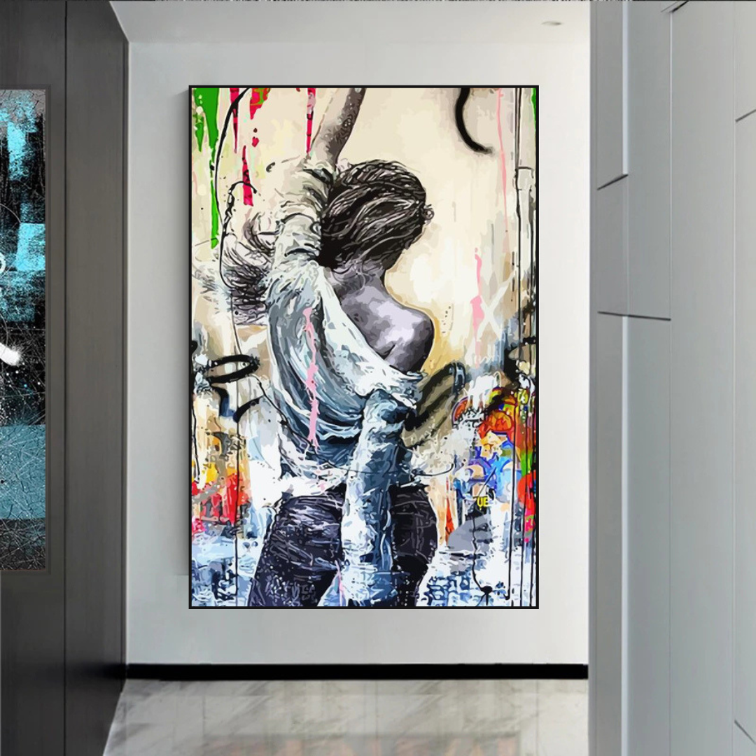 Dancing Girl Street Graffiti Canvas Wall Art