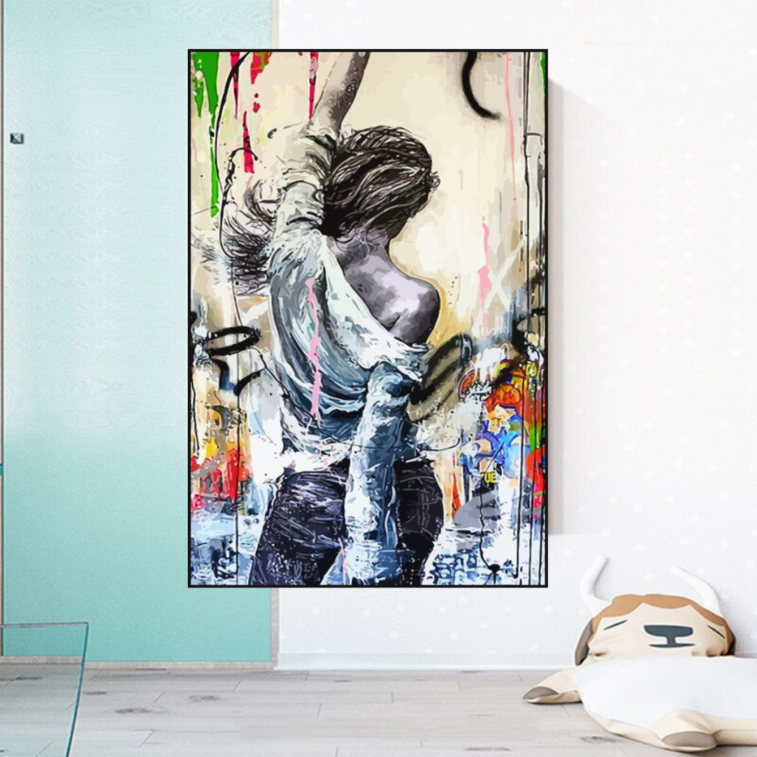 Dancing Girl Street Graffiti Canvas Wall Art