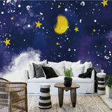 Dark Blue Midnight Sky Clouds Nursery Wallpaper