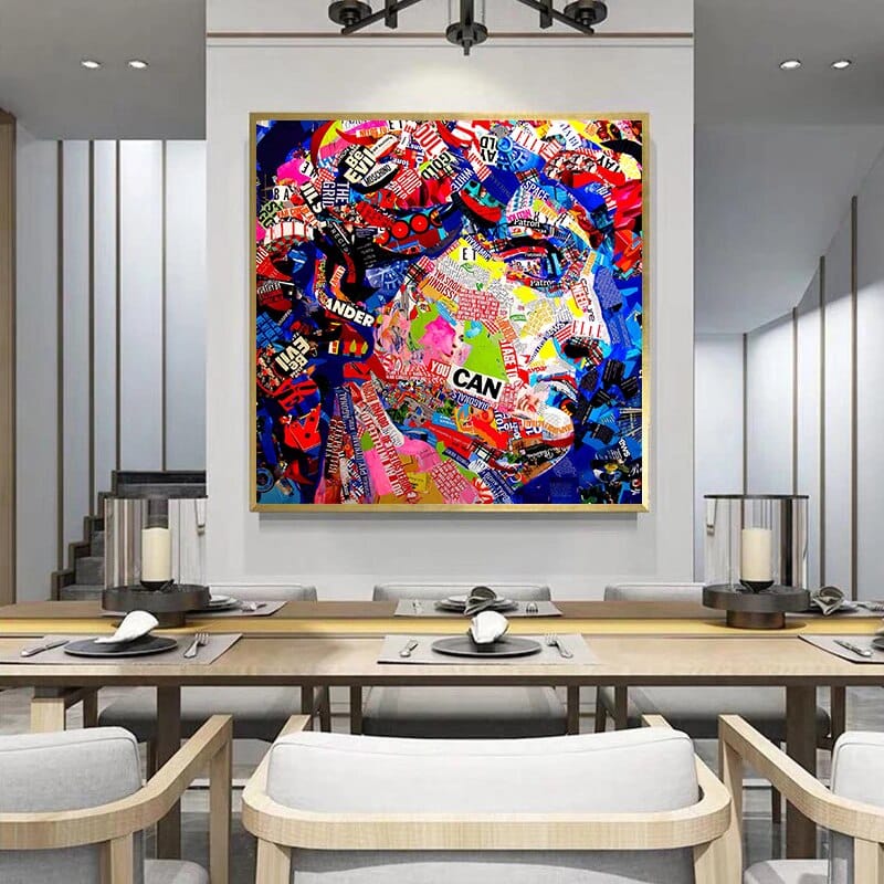 David Head Sculpture Graffiti Canvas Wall Art