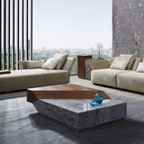 Italian Style Luxury Marble & Wood Coffee Table - GraffitiWallArt