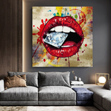 Diamond in Lips Canvas Wall Art