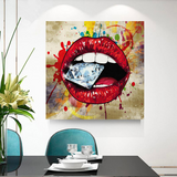 Leinwand-Wandkunst „Diamant in Lippen“. 