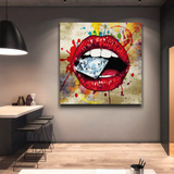 Diamond in Lips Canvas Wall Art