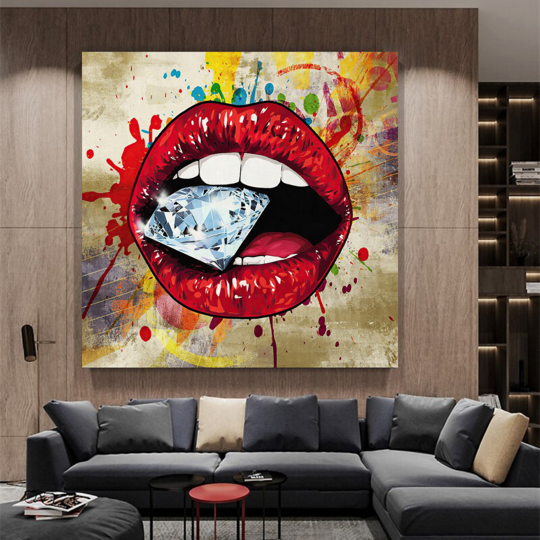 Diamond in Lips Canvas Wall Art