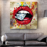 Leinwand-Wandkunst „Diamant in Lippen“. 