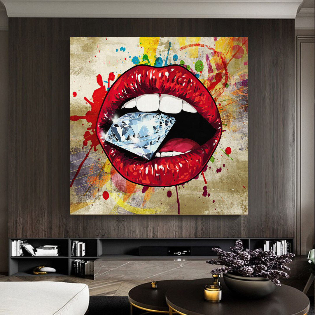 Diamond in Lips Canvas Wall Art