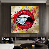 Leinwand-Wandkunst „Diamant in Lippen“. 