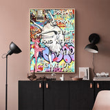 Art mural sur toile graffiti femme diamants