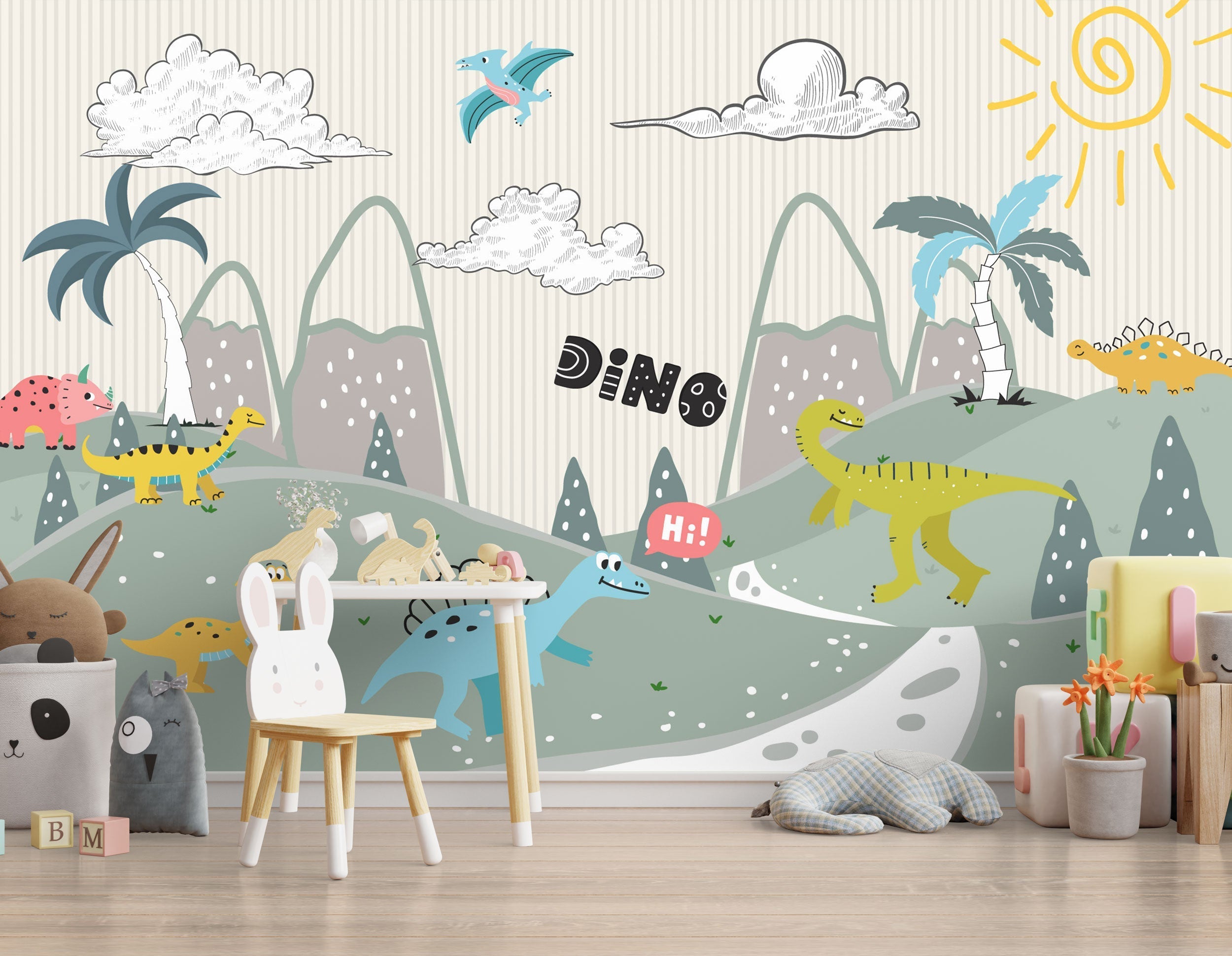 Dino Jungle - Kids Nursery Wallpaper Mural