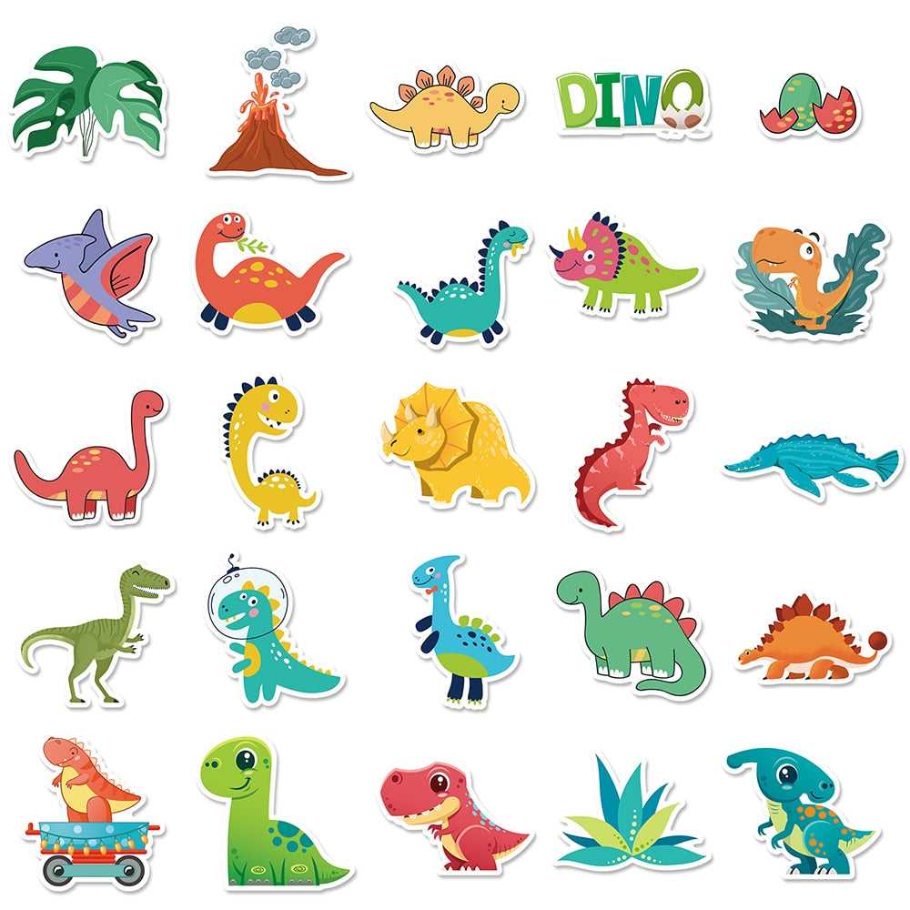 Cartoon Dinosaur Stickers Pack | Famous Bundle Stickers | Waterproof Bundle Stickers