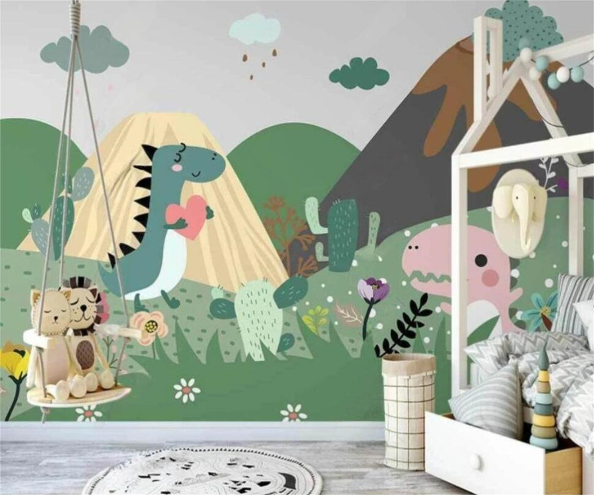 DinoLand Adventure Papier peint dinosaure pour chambre d'enfant