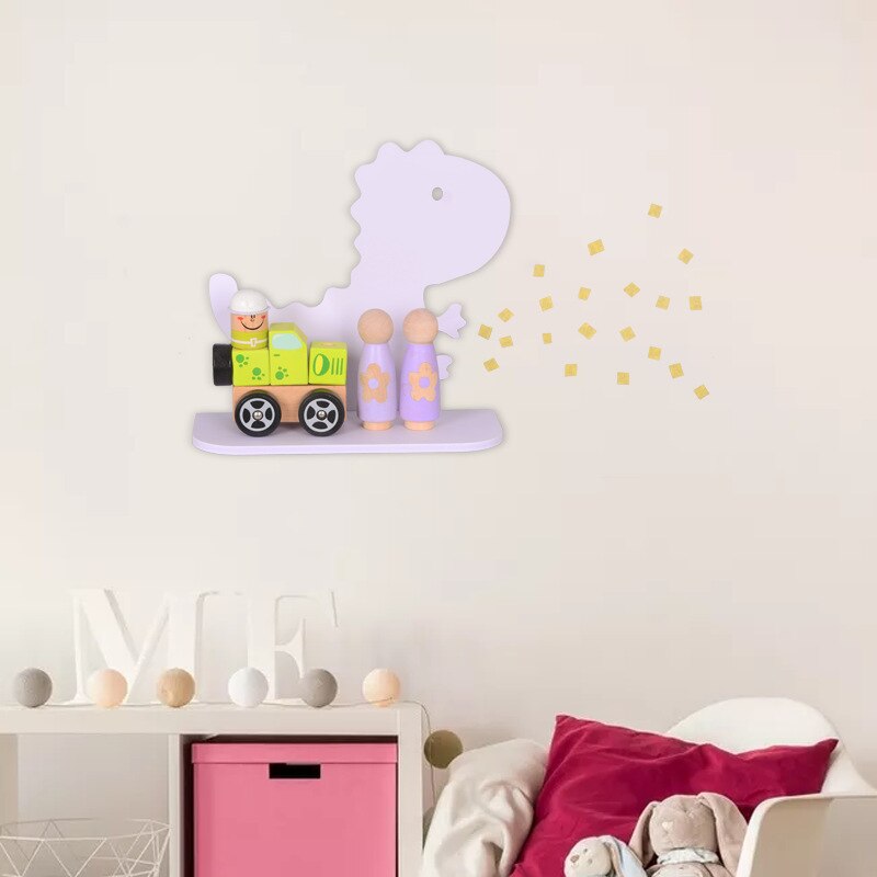 Dinosaur Wall Shelf for Kids Room - Wooden Design