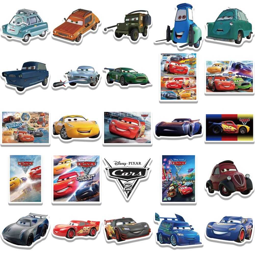 Disney Animation Cars Stickers Pack | Famous Bundle Stickers | Waterproof Bundle Stickers