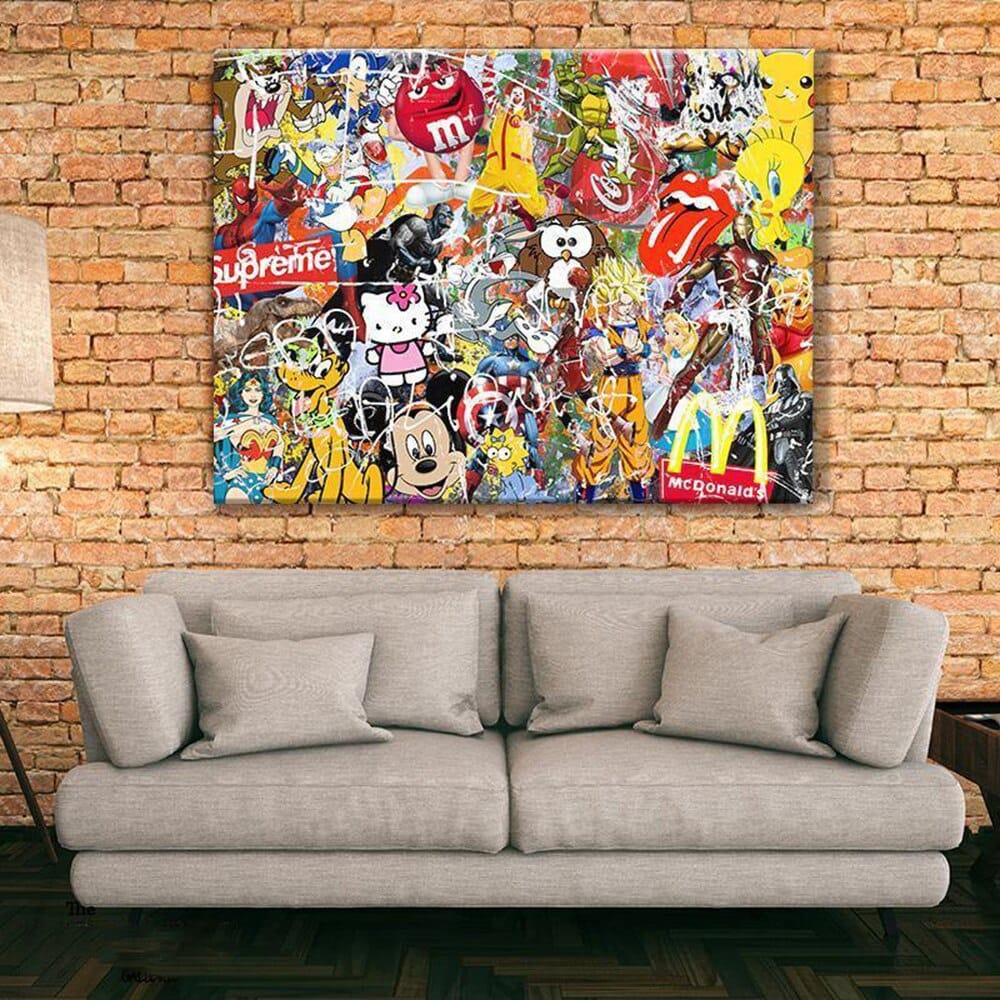 Disney-Cartoon-Marvel-Portrait-Graffiti-Wandkunst-Poster