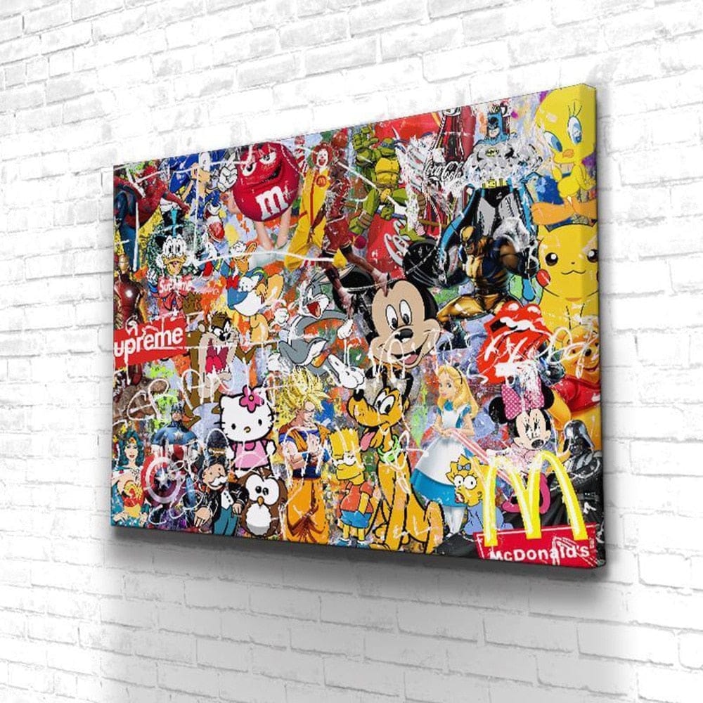 Disney-Cartoon-Marvel-Portrait-Graffiti-Wandkunst-Poster