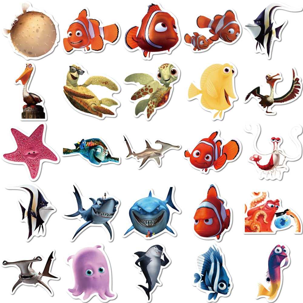 Disney Cartoon Movie Finding Nemo Stickers Pack | Famous Bundle Stickers | Waterproof Bundle Stickers