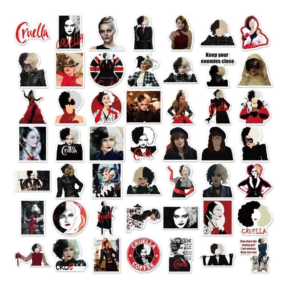 Disney Movie Cruella Stickers Waterproof Vinyl Decals DIY Sticker on Travel Case Laptop Skateboard Guitar Fridge