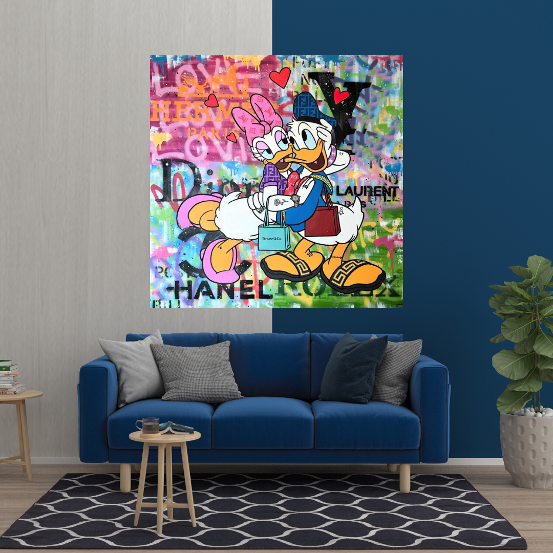 Disney Donald Duck Romantic Graffiti Canvas Wall Art