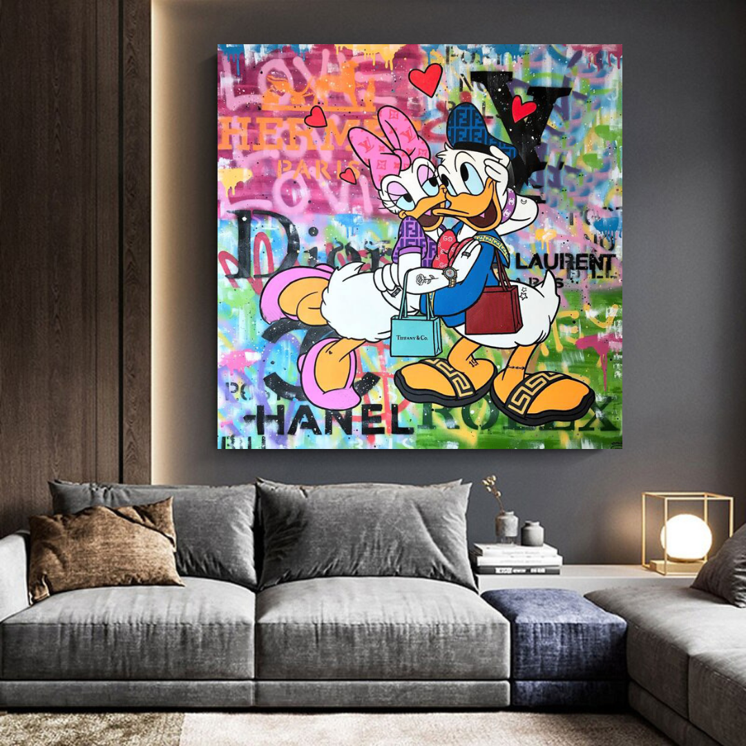 Disney Donald Duck Romantisches Graffiti-Leinwandbild