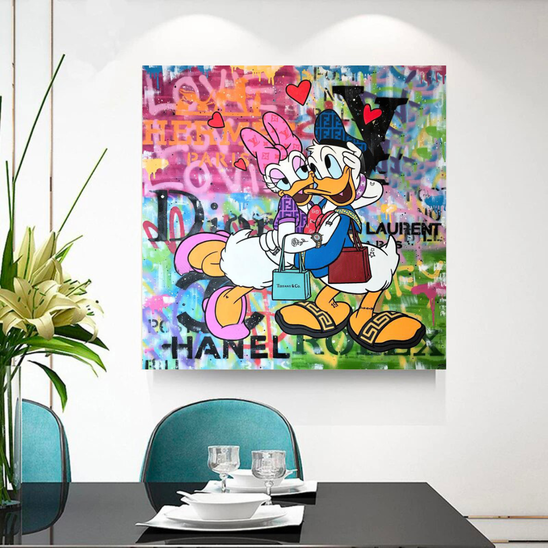 Disney Donald Duck Romantic Graffiti Canvas Wall Art