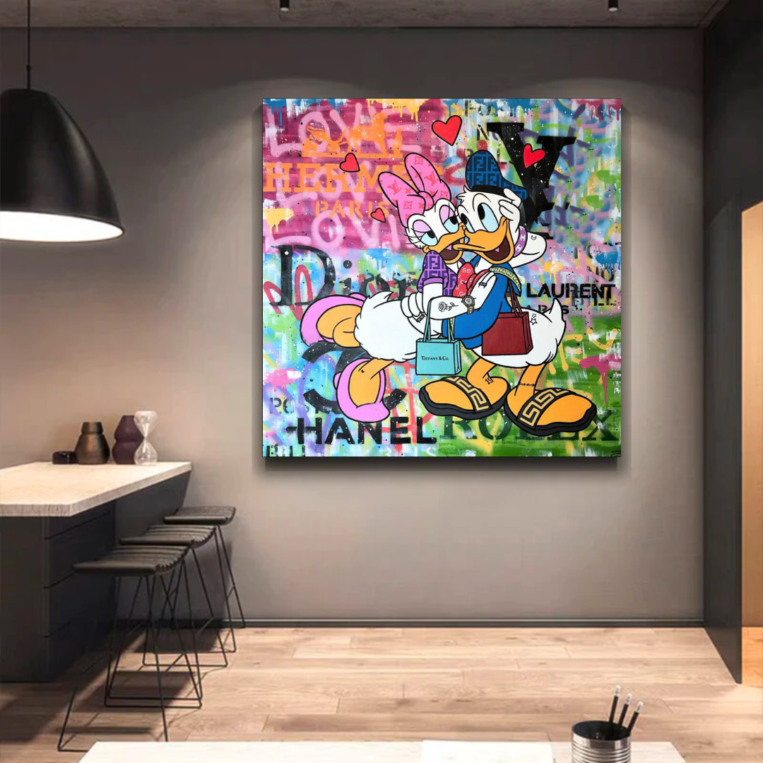 Disney Donald Duck Romantic Graffiti Canvas Wall Art