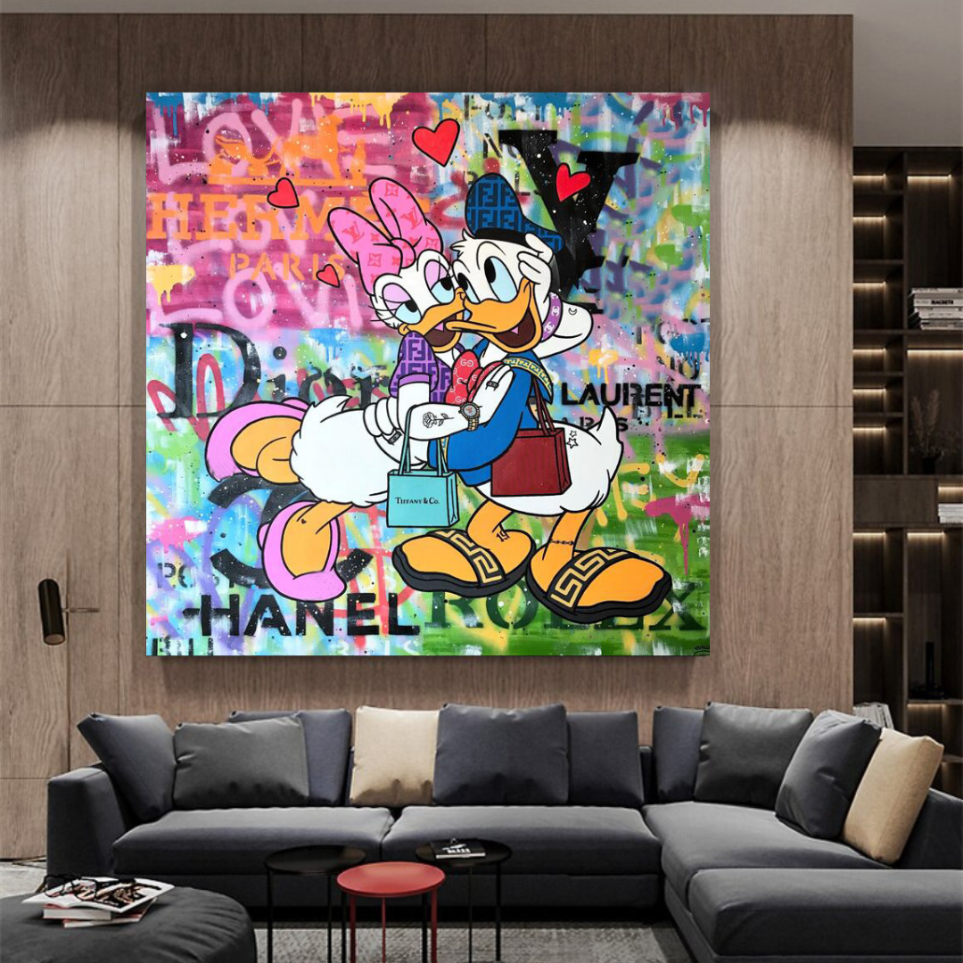 Disney Donald Duck Romantisches Graffiti-Leinwandbild