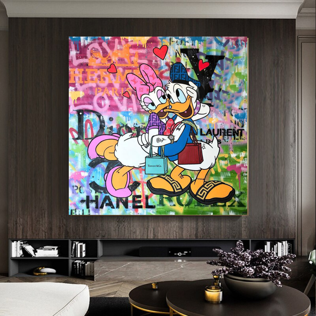 Disney Donald Duck Romantic Graffiti Canvas Wall Art