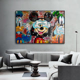 Décoration murale sur toile Disney Funny Mickey Mouse Donald Duck