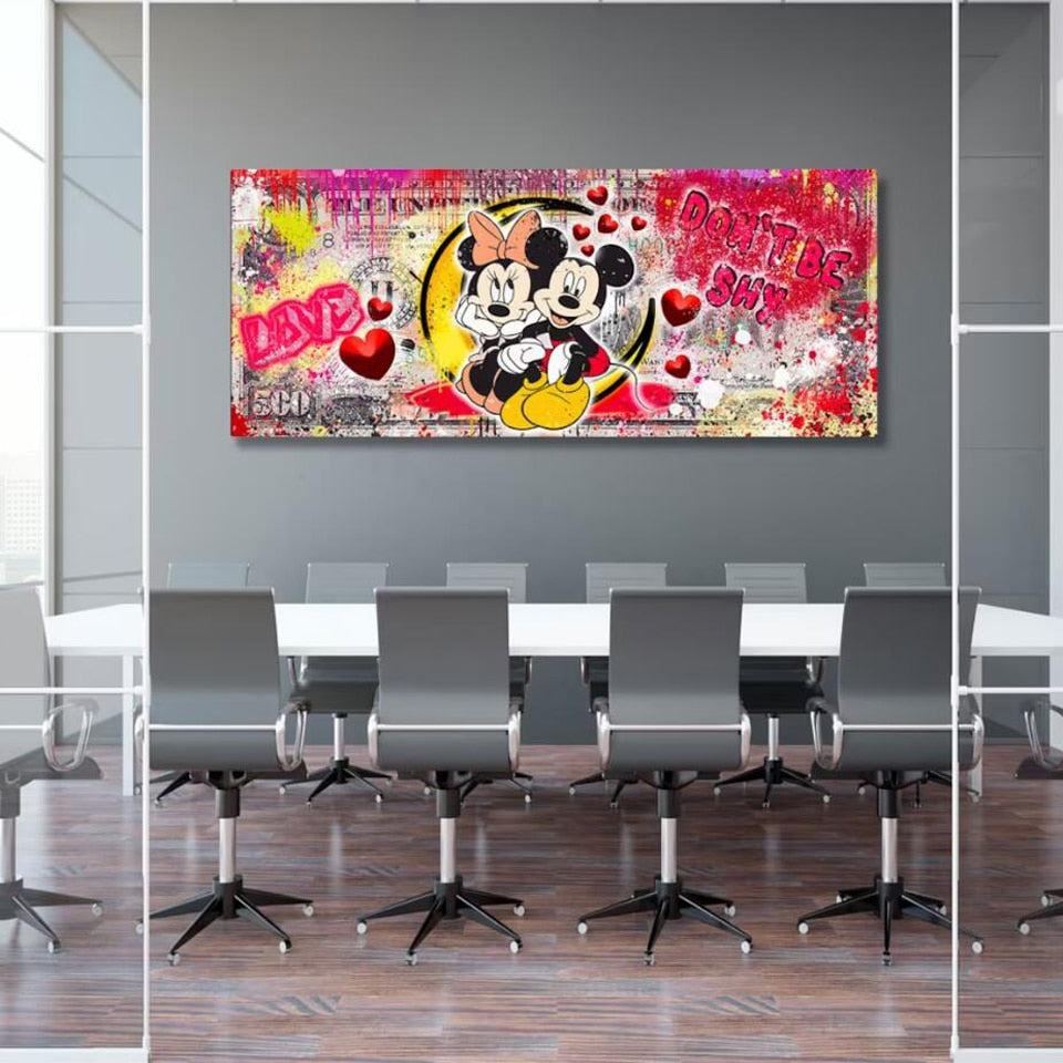 Arte de pared en lienzo de dólar de Disney Mickey Minnie