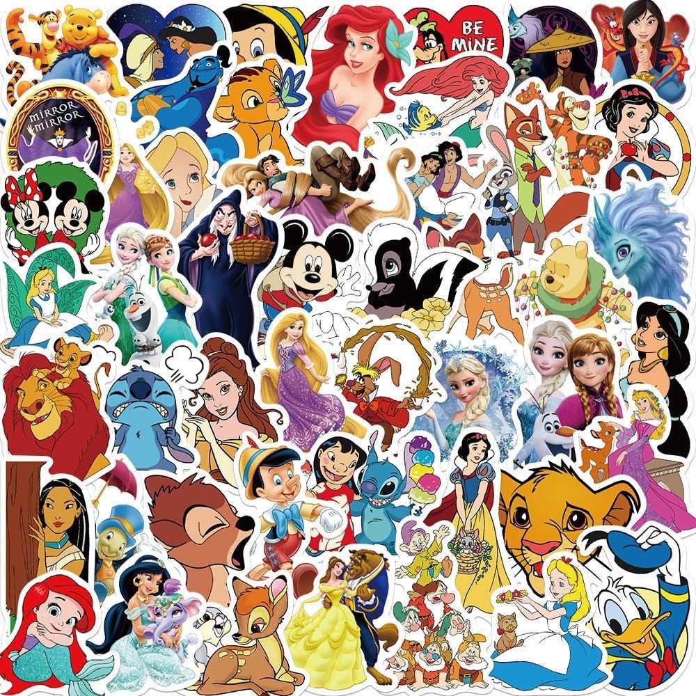 Disney Mix Cartoon Micky Princess Stickers Pack | Famous Bundle Stickers | Waterproof Bundle Stickers