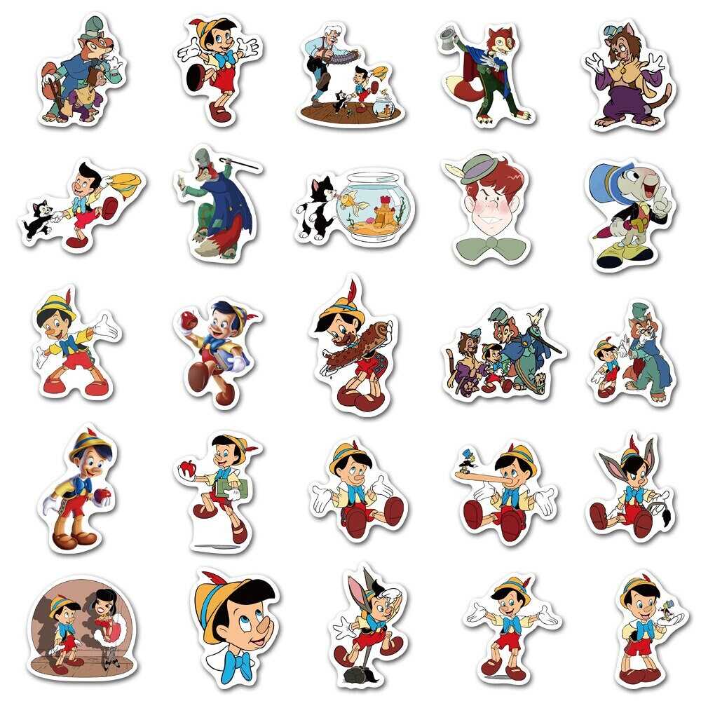 Disney Cartoon Movie Pinocchio Stickers Pack | Famous Bundle Stickers | Waterproof Bundle Stickers