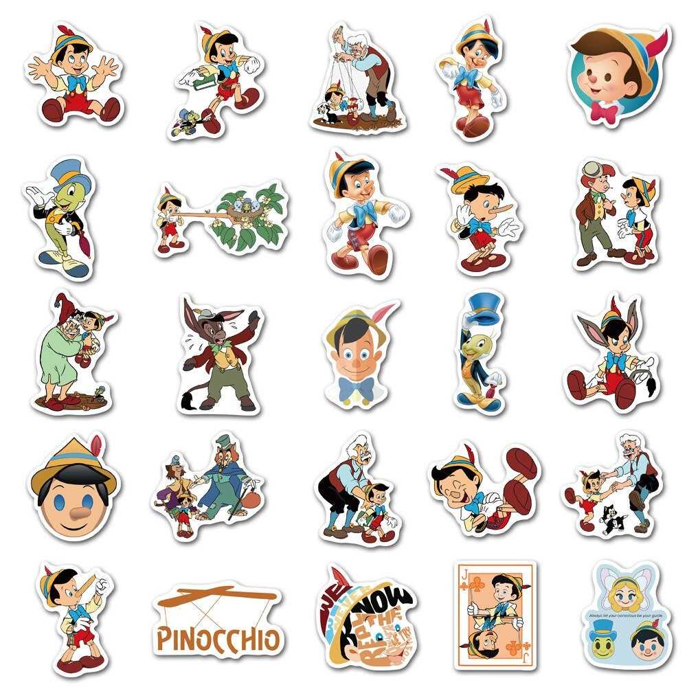 Disney Cartoon Movie Pinocchio Stickers Pack | Famous Bundle Stickers | Waterproof Bundle Stickers